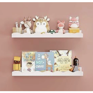 Floating Shelves for Wall Décor 24 Inch Long Set of 2 Nursery Book Shelves Bathroom Shelves Over Toilet Shelf for Books, Plants, Toys, Photo Frames, Picture Ledge