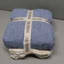 Snuggle Sac Ribbed Blue Throw Blanket for Couch, Microfiber Knit Stripe Throws, Soft Fuzzy Blankets for Couch, Sofa, Travel, Blue, 50x60 inches