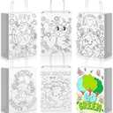Saypacck 24 Pcs Color Your Own Earth Day Bags Reusable Earth Day Coloring Goodies Gift Bags Recycle Reuse Love Earth Kraft Paper Tote Candy Bags Green Earth Bags for Earth Day Party Supplies