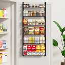 MIAOLI Over the Door Organizer, Black 6-Tier Pantry Door Organizer with Adjustable Basket, Hanging Spice Rack Cabinet Door Shelves, Laundry Room Organization and Storage