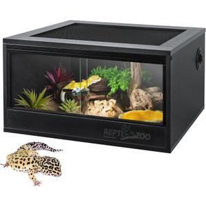REPTI ZOO 20 Gallon PVC Reptile Terrarium, 24x18x12 inch Reptile Tank for Crested Gecko Leopard Gecko Snake Turtle Hermit Crab, Thermal Insulation Moisturizing