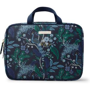 RIFLE PAPER CO. Travel Toiletry and Cosmetic Case | Multi Pocket Makeup Organizer Bag, Zipper Closure, Removable Clear Pouch, Lay Flat Design | Peacock Pattern
