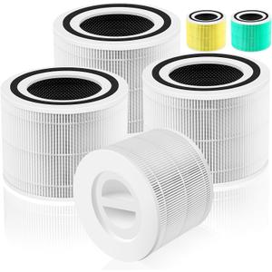 Core 300 Replacement Filter for LEVOIT Core 300/Core 300-P/Core 300S Air Purifier,3-in-1 H13 Grade True HEPA with Activated Carbon Filter, Compare to Part No. Core 300-RF,4 Pack,White
