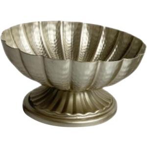 Fenteer Metal Vase Footed Bowl Vase Home Decor Wide Mouth Flower Pot Table Centerpiece for Wedding Events Indoor and Outdoor Holiday, 18x10cm