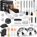Griddle Accessories Kit,  Griddle Grill Tools Set for Blackstone and Camp Chef, Professional Grill BBQ Spatula Set with Basting Cover, Spatula, Scraper, Bottle, Tongs, Egg Ring (Rectangular)