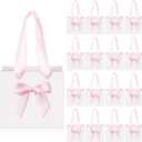 Kolldenn 50 Pcs Mini Gift Bags with Pink Bow Ribbon 4''x2.7''x4.5'' Small White Paper Thank You Goodie Gift Bags Bulk with Handle for Baby Shower Wedding Graduation Party Favor Birthday Return Guests