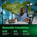 Acoustic Panels - 12-Pack Soundproof Wall Panels, 14"X12.1"X0.4", High Density Sound Dampening - Gin Green Hexagon
