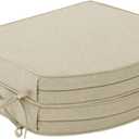 Outdoor Chair Cushions, Fade-Resistant & Water-Resistant, D Shaped Patio Furniture Seat Chair Pads Replacement, Removable Cover, Set of 2, 17 x 16 Inch, Beige