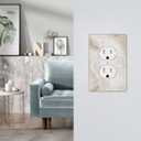 Beige Cloudy Marble Cream White Abstract Print Outlet Covers 1 Gang Duplex Light Switch Cover Decorative Switch Plates Electrical Receptacle Faceplate Wall Plate for Bathroom Bedroom Decor