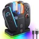 FASTSNAIL Charging Dock for Nintendo Switch 2(2025) for Joy-Con 2, Dual-Direction Magnetic Fast Controller Charger Station with 9 RGB Light & Charging Cable for Joycon 2 Stand Accessories, 7.9 inch, Matte Black