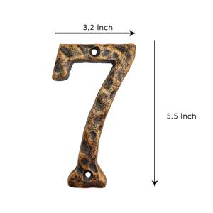 5.5 Inch Cast Iron House Numbers - Hammered Finish Mailbox Numbers - Metal Address Plaque Numerals - Weatherproof, Easy to Install, Soild Home Decor/Number 7