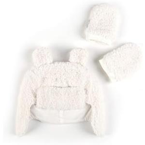 Tadpoles Super Soft Plush Sherpa Hat & Mittens Set, Ivory 2 Pack