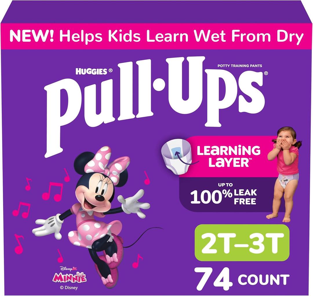 Pull-Ups Girls' Potty Training Pants, Size 2T-3T Training Underwear (16-34 lbs), 74 Count