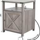 Farmhouse Nightstand Set of 2 with Storage, Rustic End Table, Grey, 17.7 x 17.7 x 23.6 inches