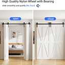 CCJH 80" Bi-Folding Sliding Barn Door Hardware Kit for 4 Doors,Slide Smoothly Quietly,Black Track J Shape Roller,No Door