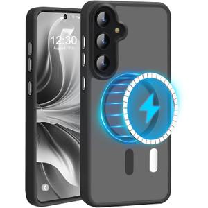 N52 Strong Magnetic Case for Samsung Galaxy S22 Plus Case, Fit for MagSafe Thin Shockproof Drop Protection Translucent Non-Fingerprint/Scratch S22+ Plus Phone Case-Frosted Black