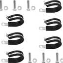 2 x 6 PCS 1-1/4 Inch Cable Clamps with 6 Pairs of Bolts Accessories, 304 Stainless Steel Rubber Clamps, Rubber Coated Cushioned Pipe Clamps