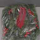 Suncalla 24'' Artificial Cedar Wreath for Front Door Christmas Wreaths Faux Cedar Decorated with Berry and Ribbons Xmas Wreath for Indoor Window Holiday Decor