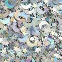 4 x Star Moon Confetti - Iridescent Metallic Glitter Foil for Birthday, Anniversary, Wedding, Graduation, Bachelorette, Baptismal Party DIY (Silver)