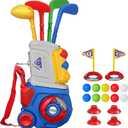 Toddler Golf Set, Kids Golf Set for Ages 1 2 3 4 5 Years Old Boys Girls with 4 Plastic Golf Clubs 10 Balls, Indoor Outdoor Baby Toddler Golf Clubs Set Toy with Cart Birthday Gifts Blue