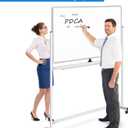 Large Rolling White Board, 48x36 in Double-Sided Mobile Whiteboard, maxtek Reversible Magnetic Dry Erase Board Easel Standing Whiteboard on Wheels Portable Board for Office Classroom and Home, Silver