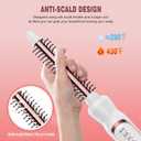 Heated Round Brush, Ceramic Tourmaline Ion 1/2 inch Curling Iron, Hot for Fluffy Thermal Brush Curling Wand, Suitable for All Hair Types Tool (White, 0.5 inch)
