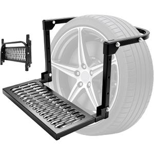 Sakerplus Heavy Duty Folding Tire Step,Non-Slip Wheel Step for Truck SUV RV, Adjustable Tire Mounted Step for Roof Access, Car Washing, Loading Gear & Temporary Vehicle Maintenance (Black)
