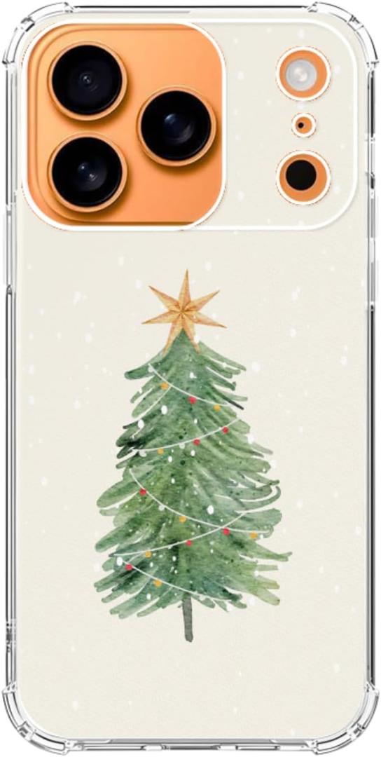 Watercolor Christmas Tree Phone Case Compatible with iPhone 17 Pro Max, Aesthetic Christmas Phone Case for iPhone 17 Pro Max