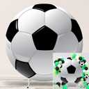 Soccer Round Backdrop Cover 7.2ft,Sports Theme Arch Backdrop for Party&Photography Birthday Decoration,Soccer Field Football Lovers Fans Children Birthday Party Circle Background Event Banner