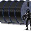 SUNLU 4kg PLA 3D Printer Filament Bundle, Neatly Wound PLA Filament 1.75mm 0.02mm, Individually Vacuum Packed, 4kg in Total, 1kg per Spool, 4 Pack, 4000g, 4Black