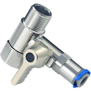 Stainless Steel Water Supply Adapter 3/8" x 3/8" x 1/4" Tee Stop Valve with Push-to-Connect Quick Fitting, Perfect for Reverse Osmosis Water Filters, and PE Pipe Shunts in Refrigerator Systems