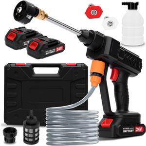 Cordless Pressure Washer, 6-in-1 Nozzle Portable Battery Powered Pressure Washer Handheld with 2 Rechargeable Battery Powered, Portable High Pressure Cordless Power Washer for Car/Floor/Patio Cleaning