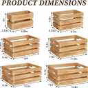 Set of 6 Decorative Wood Crates for Display, 6 Size Farmhouse Wooden Baskets Rustic Nesting Crates Decor Boxes with Handle for Storage, Container, Display, Christmas Decorations