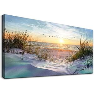 Canvas Wall Art For Living Room Large Size Wall Art Decor For Bedroom Blue Ocean Beach Landscape Paintings Poster Prints Artwork Office Decorations Seascape Wall Pictures Modern Room Home Decor Works