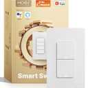 MOES Smart Double Light Switches, WiFi 2 Gang Single Pole Switch, No Netural Wire No Hub Required, 2.4GHz Switch Combo Compatible with Alexa Google Assistant