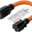 1FT Nema L6-30P 30-Amp Twist Locking Plug Male to 6-20R T-Blade Adapter, STW 12-AWG 30A Generator 250V to 20A 250V 6-20/15R Adapter, L6-30 to 6-20R (6-15) Adapter