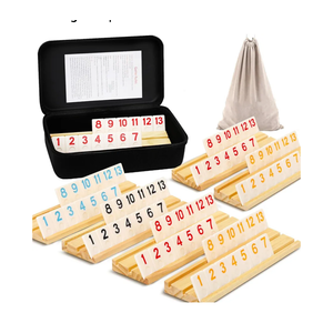 Upgraded 2-6 Players Rummy Game with 6 Wooden Racks, 160 Melamine Tiles, Drawstring Bag, Premium Portable Case, Tile Board Games for Adults & Kids Age 8+, Birthday Gifts for Women Men Dad Mom