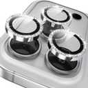 YWXTW Camera Lens Protector for iPhone 17 Pro/iPhone 17 Pro Max, [1 Step Installation Tray] Tempered Glass Screen Protector Metal Individual Camera Cover Accessories Case Friendly (Glitter Silver)