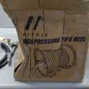 M MINGLE High Pressure Washer Hose Reel 150ft, Heavy Duty Steel Hose Reel, Manual Crank Power Washer Hose Reel with 3/8" Pressure Wash Whip Hose, Swivel Arm and Mounting Bracket, 4000 PSI, Bent on the end