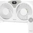 Holmes 9 Inch Digital CleanBreeze Window Fan with Programmable Thermostat Reversible Twin Blades Remote Control Water Resistant Quiet Cooling for Bedroom Living Room Home White, Large