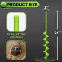3"x24" Green Extra Long Auger Drill Bit One-Piece Solid Steel Construction for Deep Tree Planting & Tall Fence Posts Heavy Duty Garden Earth Drill