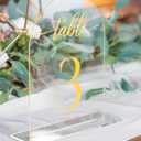 Arch Wedding Table Numbers 1-10 with Stands, Elegant Gold Number 5.5 x 7 Arch Acrylic Signs with Holders, Clear Acrylic Table Numbers for Wedding Reception, Anniversary, Party, Events