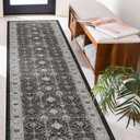 Hallway Washable Runner Rug - 2'6x14 Kitchen Rugs Entryway Rug Runner Vintage Soft Floor Mat Non Slip Indoor Farmhouse Carpet for Bathroom Living Room Bedroom (2'6''x14', Black)