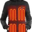 Venustas Womens Long Heated Jacket with Battery Pack, 100% Recycled Quilted Electric Puffer Winter Coat with Hood L