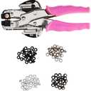 We R Memory Keepers- Crop-A-Dile Eyelet Setter Punch Kit, Pink, Includes 100 Eyelets, Comfort Handle, for 1/8 or 3/16 Inch Holes, Metal, Craft Paper, Leather, Fabric and More