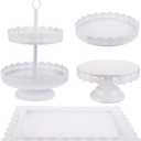 TOPZEA Set of 4 Cake Stands, White Metal Dessert Treat Table Display Stand Set Cupcake Cake Pop Holder, Pastries Tiered Serving Tower Candy Fruit Plate Tray for Wedding, Baby Shower, Buffet