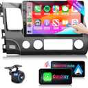 4G 64G Car Stereo for Honda Civic 2006-2011 Radio with 10.1inch 1280x720 IPS Touch Screen AI Radio DSP 36EQ Wireless Carplay Android Auto Bluetooth 5.0 GPS FM/RDS WiFi MirrorLink AHD Backup Camera