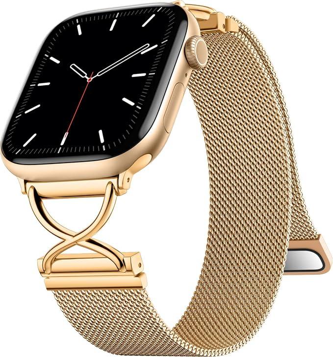 Magnetic Bracelet Compatible with Apple Watch Bands for Women 40mm 41mm 38mm 42mm 44mm 45mm 46mm 49mm Stainless Steel Metal Mesh Bracelet for iWatch SE Series