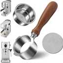 Bottomless Portafilter 51mm Compatible with CASABREWS CM5418, 5418Pro & 3700Essential - Stainless Steel 3-Ear Portafilter with Puck Screen & Filter Basket (Walnut wood)