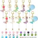 Novabright 10 Pcs Butterfly Beadable Keychains Set with Beaded Bars 5 Colors Resin Butterfly Keyring Butterflies Keychains Jewelry Making Kit for DIY Crafts Purse Handbags Mother Gift Women